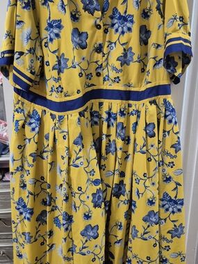 eshakti Yellow Maxi Dress with Blue Floral Print